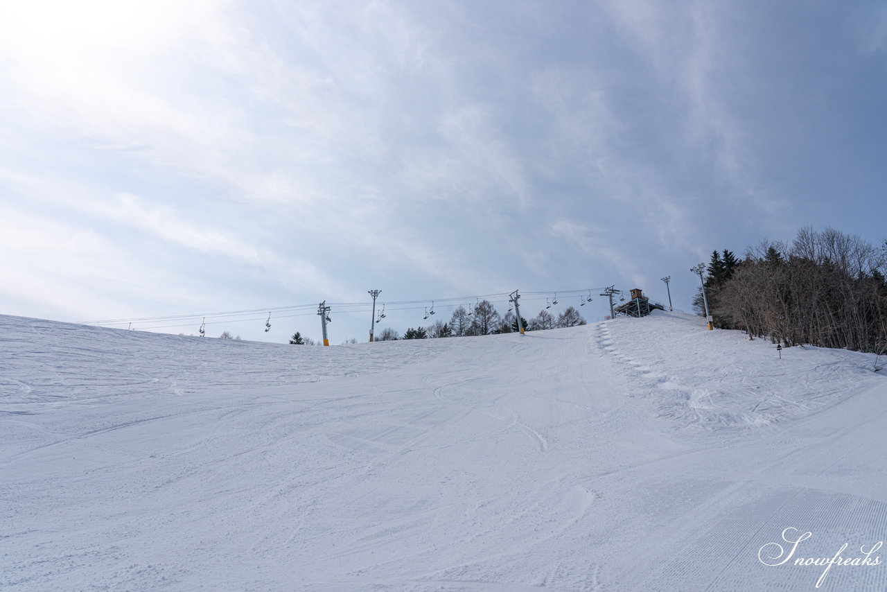 士別市日向スキー場　本当に明日でシーズン終了？！積雪たっぷり春雪セッション(^_-)-☆